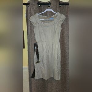 ANTONIO MELANI Gray Midi Dress with Black Belt